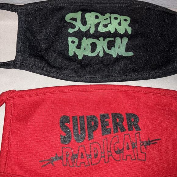 Superrradical Green Logo / Red Wire Logo Face Mask Lot Bundle Used Great Shape - Picture 2 of 4